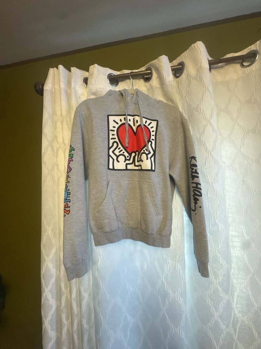 Keith Haring Heart Pop Art Pullover Hoodie by Ripple Junction